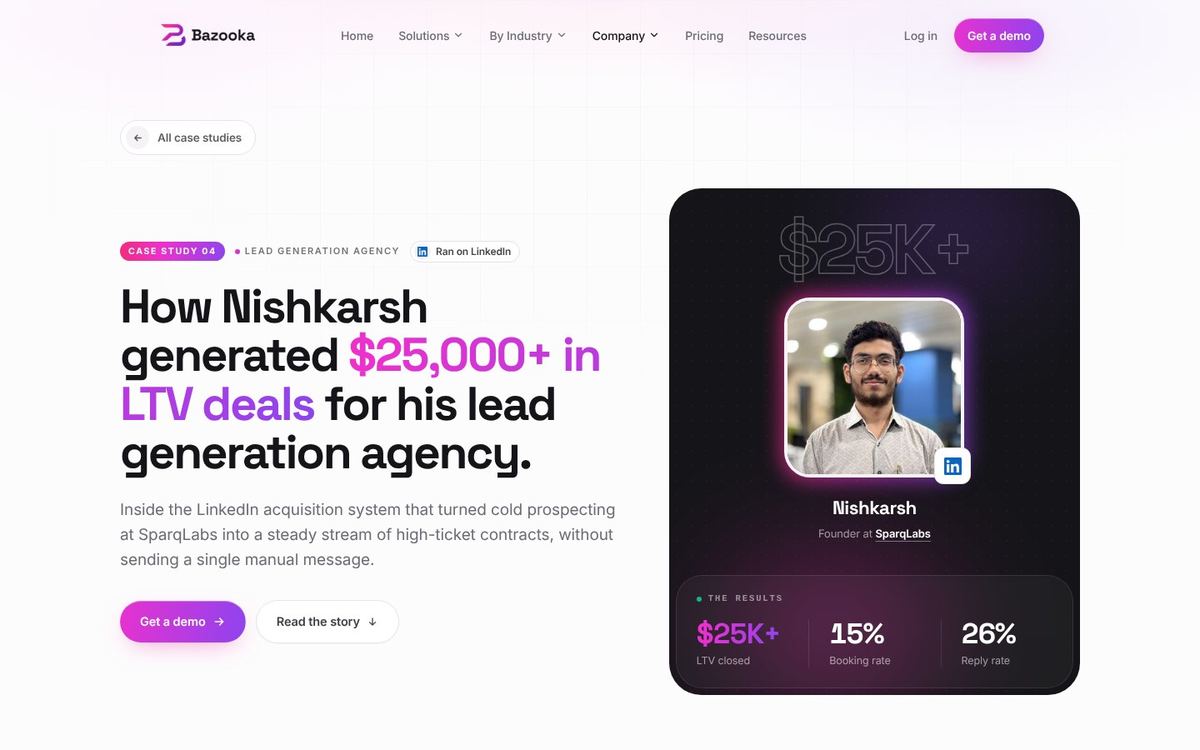 Bazooka's published case study on the Sparq Labs LinkedIn programme