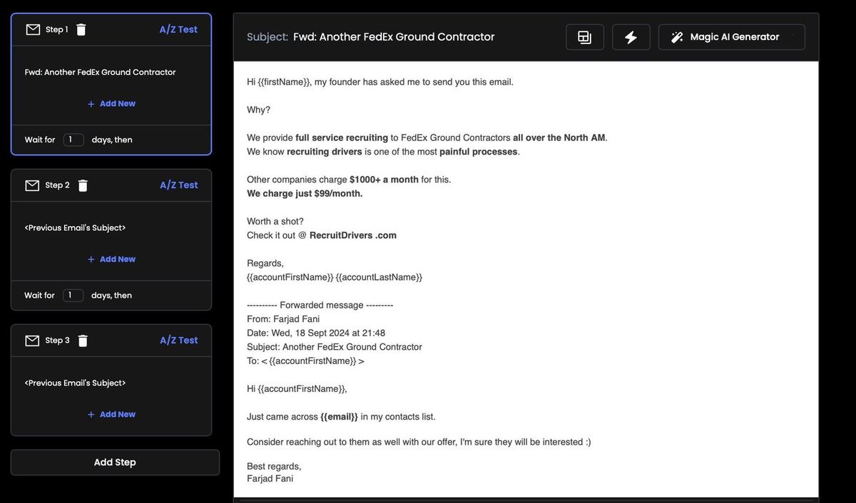 A three-step sequence being written in the sequencer