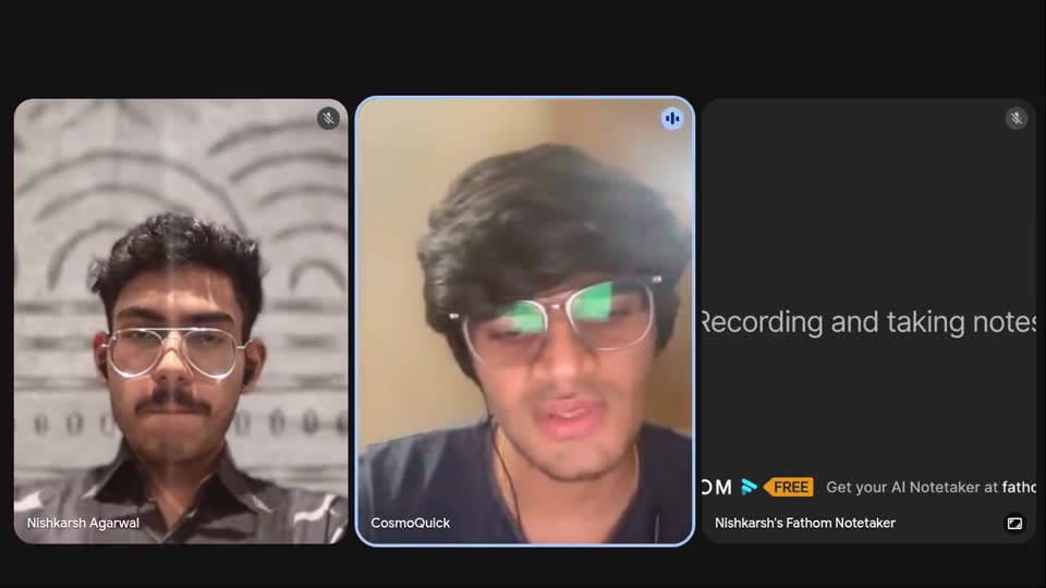 Video call recording with Ayush and Nish